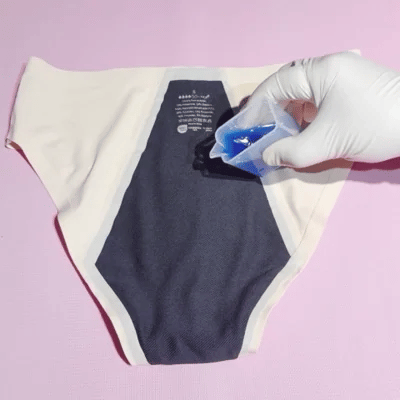 Liquid absorption test on Active Defence Leakproof Underwear
