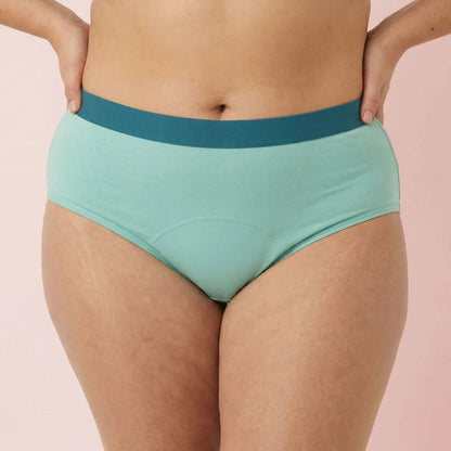 Teal Color Flex Leakproof Underwear worn for everyday leak protection