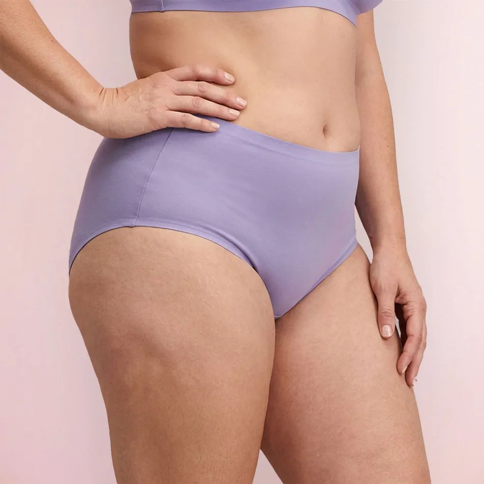 Woman wearing Soft Lilac Leakproof Underwear side view