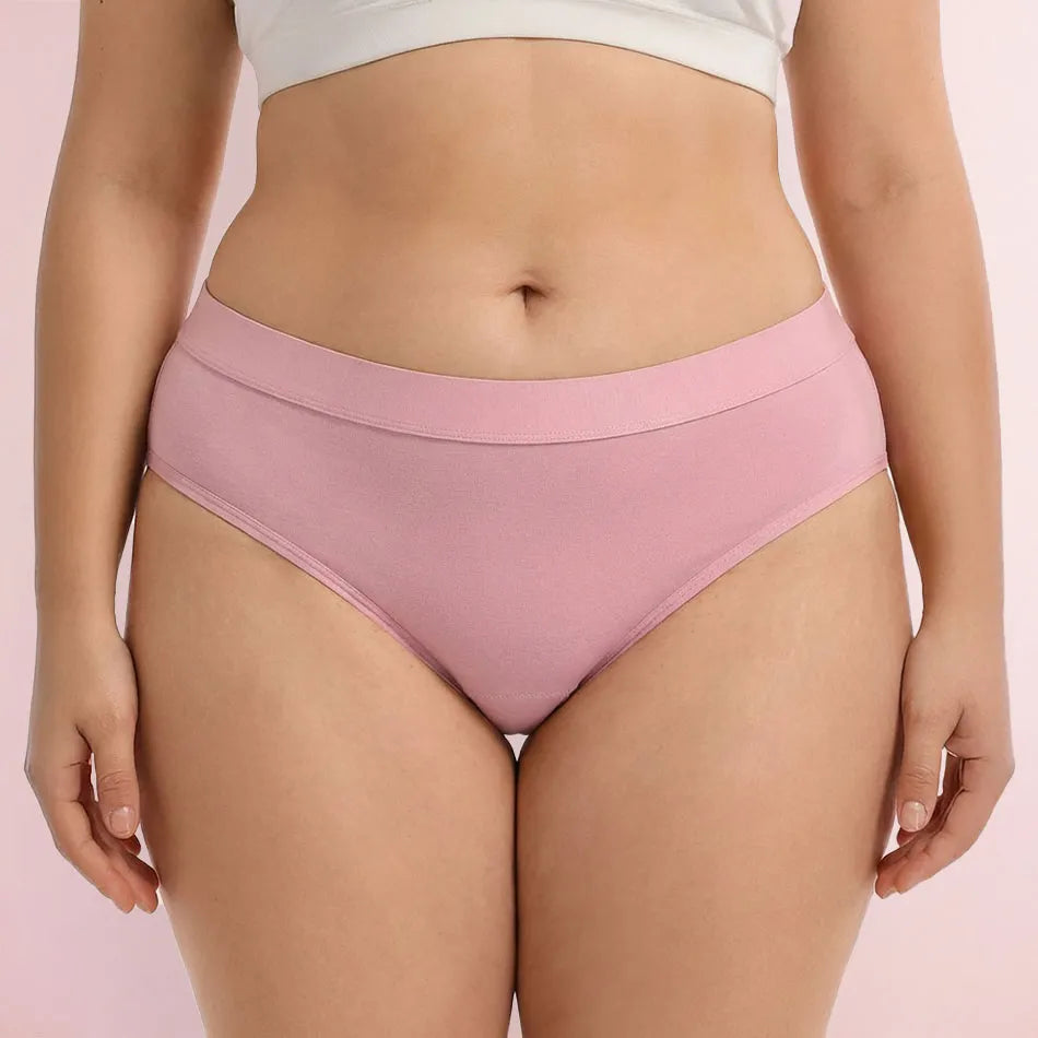 Woman wearing pink Bliss Fit Leakproof Underwear front view