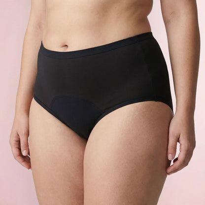 Woman wearing black High Rise Leakproof Underwear side view