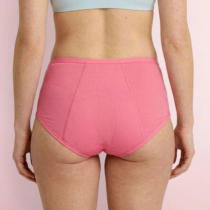 Back view of pink Pure Ease Leakproof Underwear with full coverage