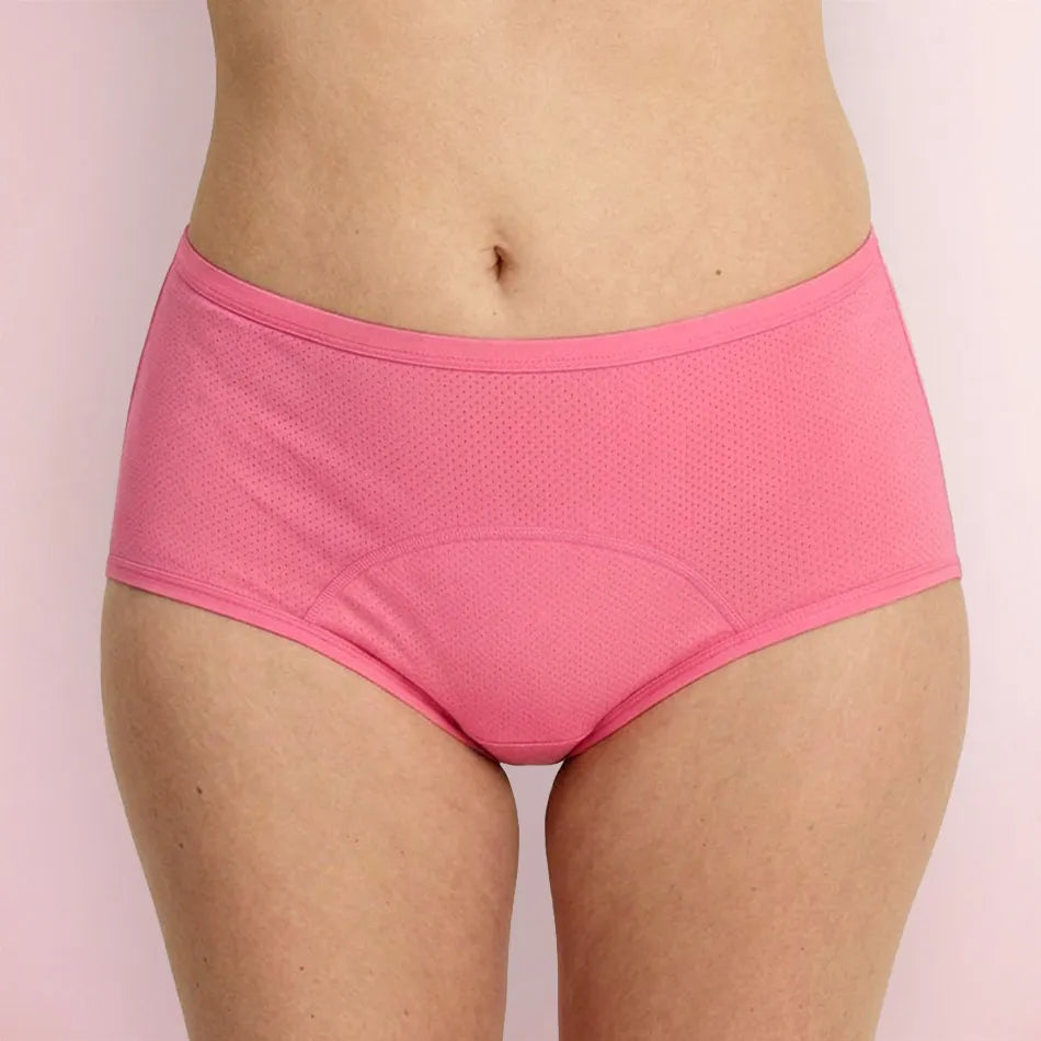 Pink Pure Ease Leakproof Underwear worn for everyday bladder leak protection
